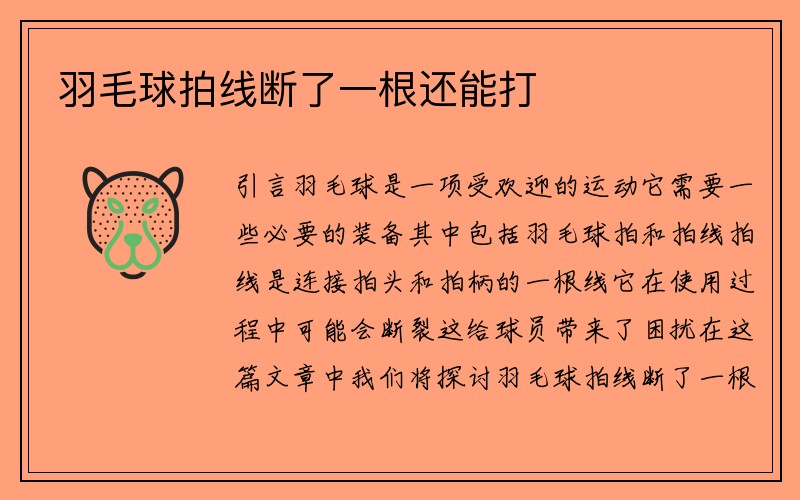 羽毛球拍线断了一根还能打